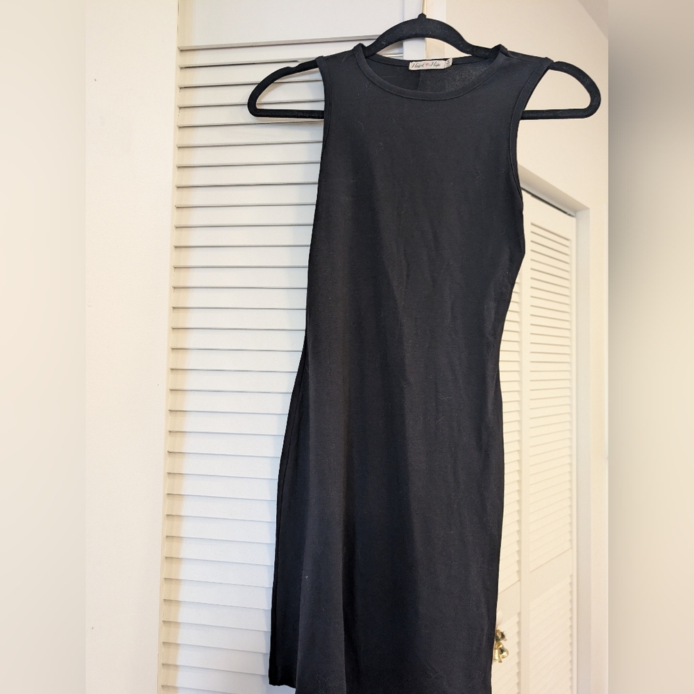 Heart And Hips Elegant Black Sleeveless Dress Tshirt Style Material Size Small